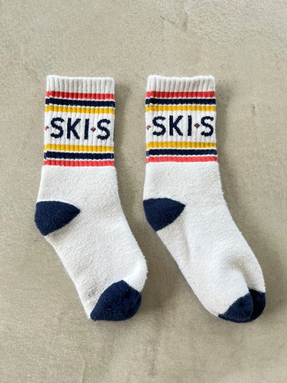 Janie & Jack toddler Cozy Crew SKI Socks with Navy Accents - Picture 2 of 4